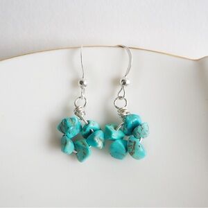 Blue Turquoise Silver Earrings